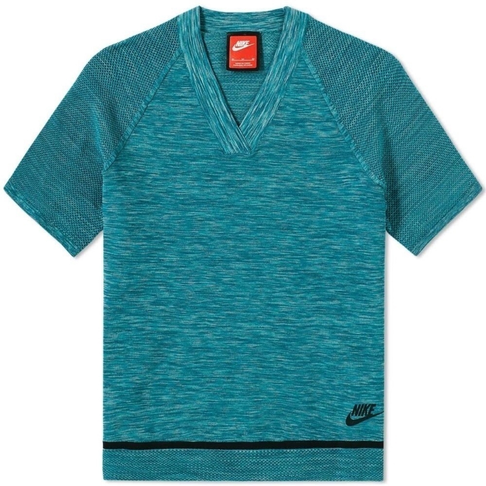 NIKE Tech Flyknit Perforated Short Sleeve Shirt Top S